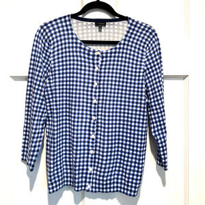 TALBOTS Cotton Rayon Checkered Sweater Size L